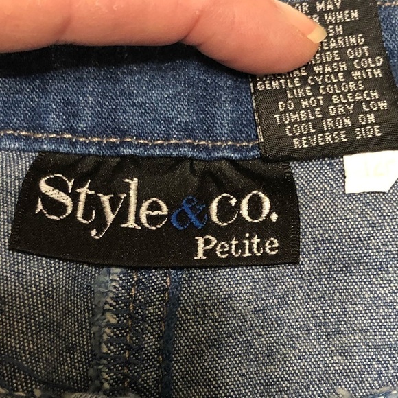 STYLE & Co Vtg Denim Capris with Leather and Wooden Beads at Waist Size 12P - Picture 10 of 12